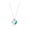 Tiffany Blue Double Heart Tag Pendant