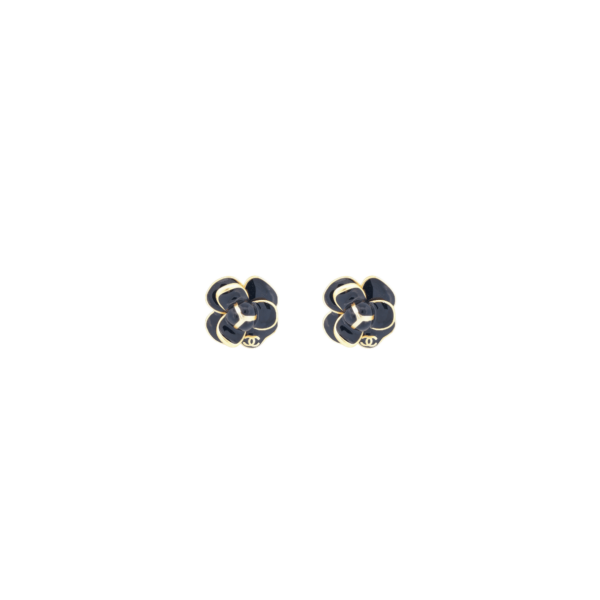 Chanel Camellia Black Earrings